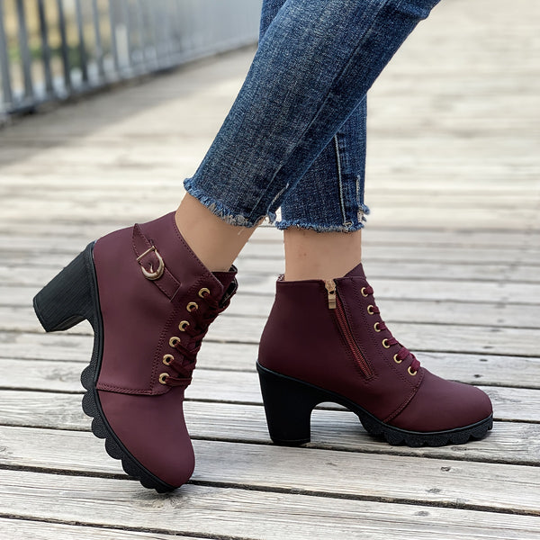 Trendy Faux Suede Chunky Boot Heels