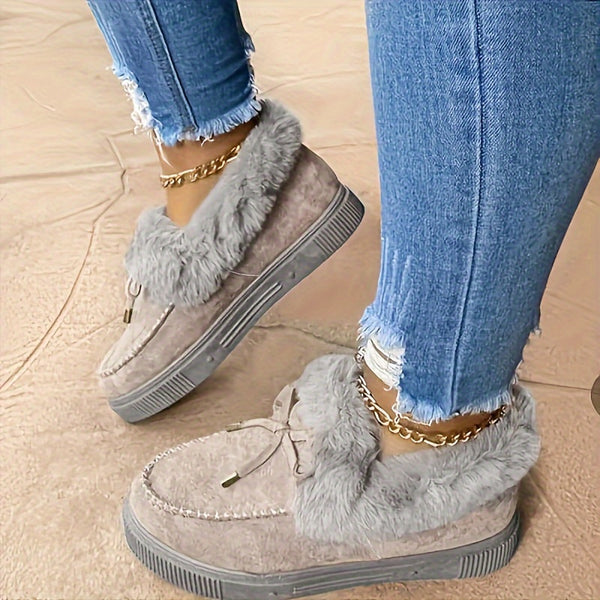 Trendy Slip On Faux Fur Winter Ankle Slipper Boots