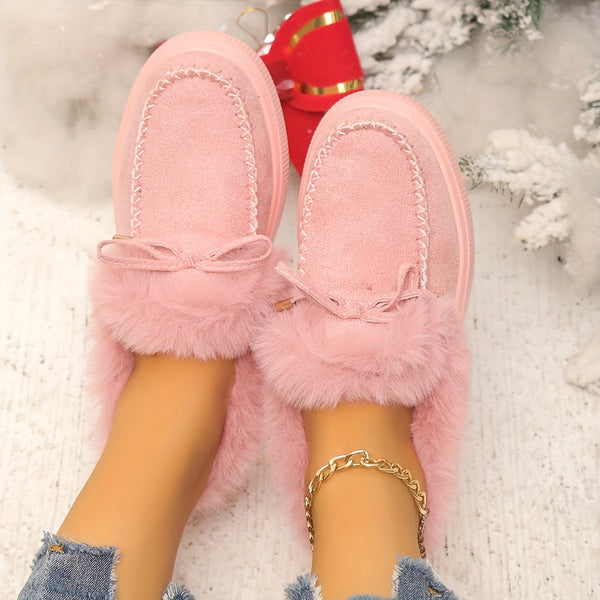 Trendy Slip On Faux Fur Winter Ankle Slipper Boots