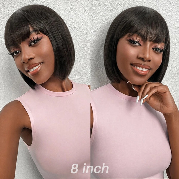 Trendy Bob With Bangs Human Hair Wig - TrendsetterbyTracy Boutique