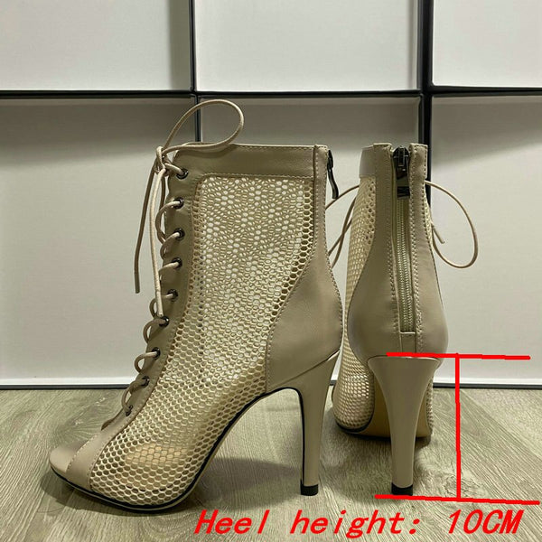 Trendy Ballroom Mesh Dance Heel Boots - TrendsetterbyTracy Boutique