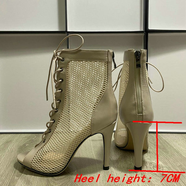 Trendy Ballroom Mesh Dance Heel Boots - TrendsetterbyTracy Boutique