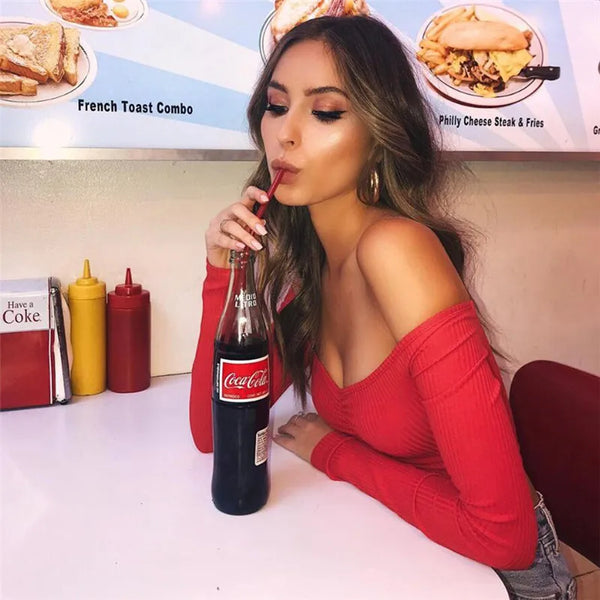 Trendy Low Shoulder Long Sleeve Crop Top