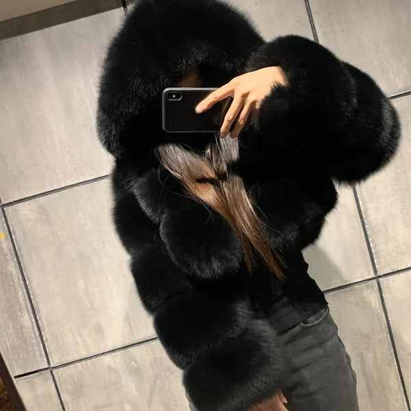 Trendy Cropped Puffy Faux Fur Hooded  Coat - TrendsetterbyTracy Boutique