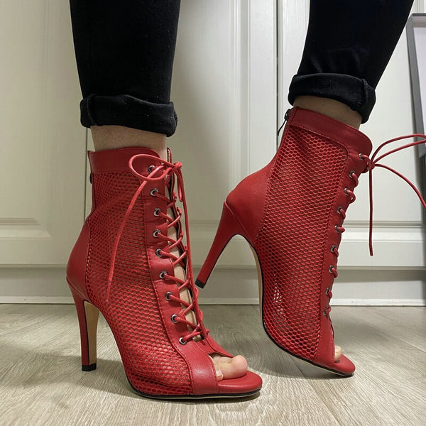Trendy Ballroom Mesh Dance Heel Boots - TrendsetterbyTracy Boutique