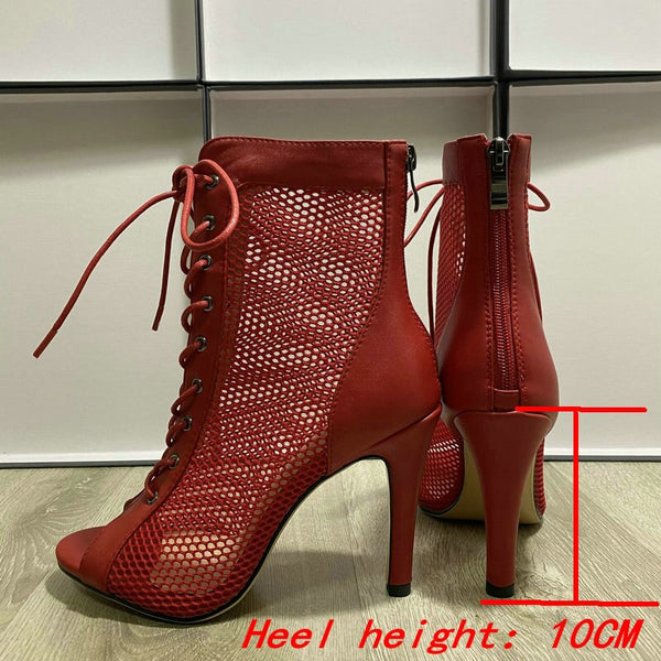 Trendy Ballroom Mesh Dance Heel Boots - TrendsetterbyTracy Boutique