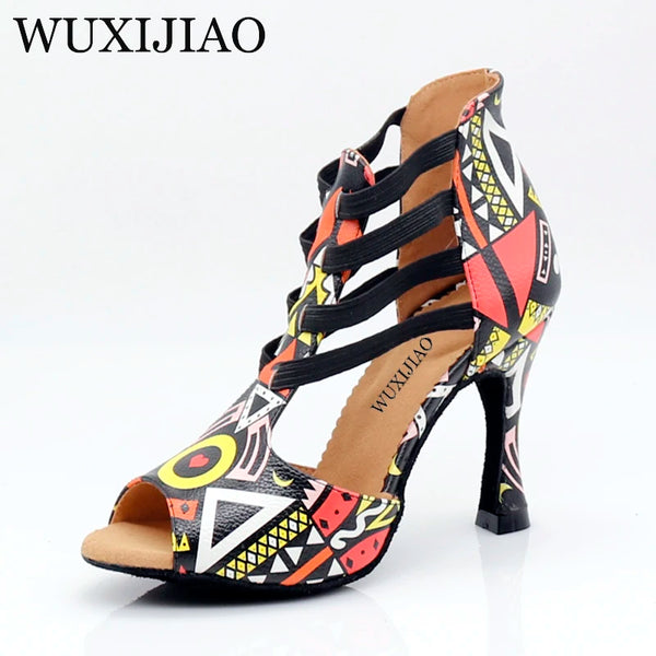 Trendy Geometric Salsa Dance Inspired Heels