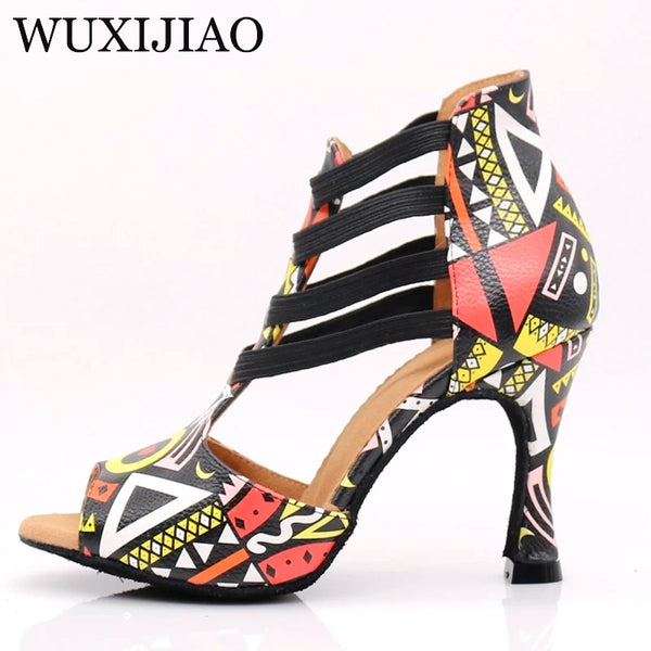 Trendy Geometric Salsa Dance Inspired Heels