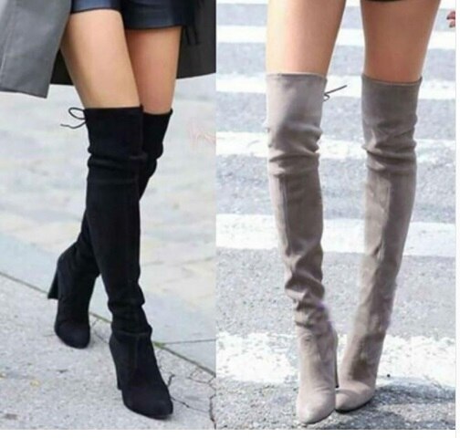 Trendy Thigh High Faux Suede Leather  Over The Knee Boots - TrendsetterbyTracy Boutique