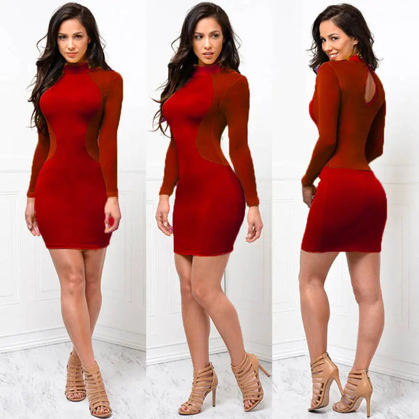 Trendy Casual Long Sleeve Backless Party Dress