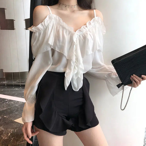Trendy Off Shoulder Ruffles Sleeve Blouse - TrendsetterbyTracy Boutique