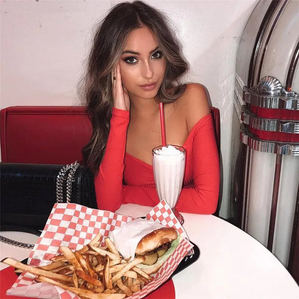 Trendy Low Shoulder Long Sleeve Crop Top