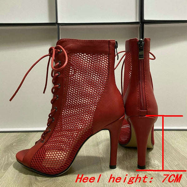 Trendy Ballroom Mesh Dance Heel Boots - TrendsetterbyTracy Boutique