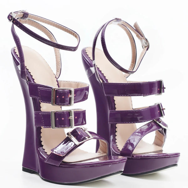 Trendy High Wedge Buckle Strap Heel Sandals
