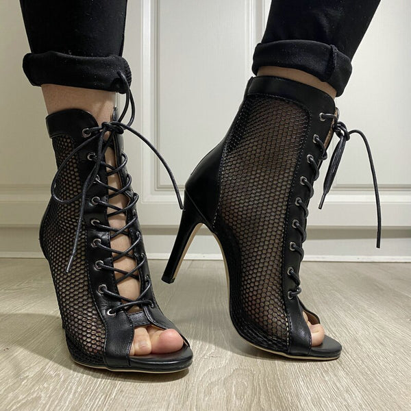 Trendy Ballroom Mesh Dance Heel Boots - TrendsetterbyTracy Boutique