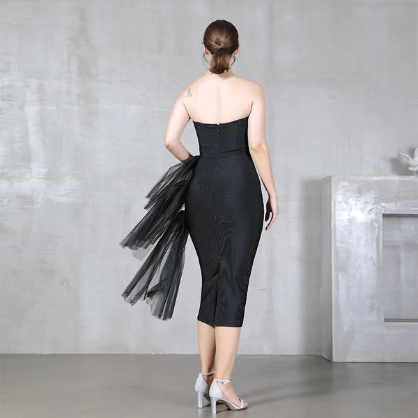 Trendy Bandage Mesh Strapless Party Dress - TrendsetterbyTracy Boutique