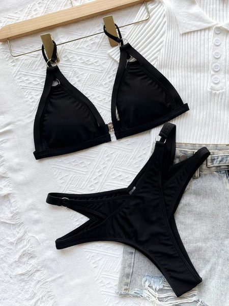 Trendy Black Hollow out Bikini Swimsuit - TrendsetterbyTracy Boutique