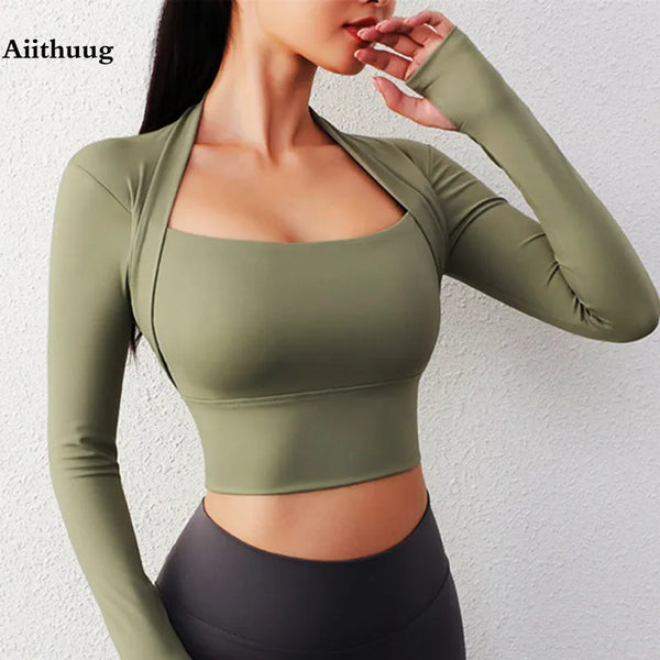 Trendy Long Sleeve Yoga Crop Top Shirts - TrendsetterbyTracy Boutique