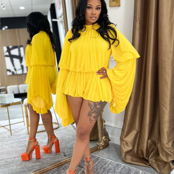 Trendy Draped Ruffled Two Piece Short Set