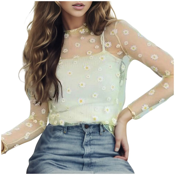 Trendy Sheer Mesh Spaghetti Strap Tank Top