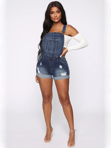 Trendy Ripped Overall Denim Stretch