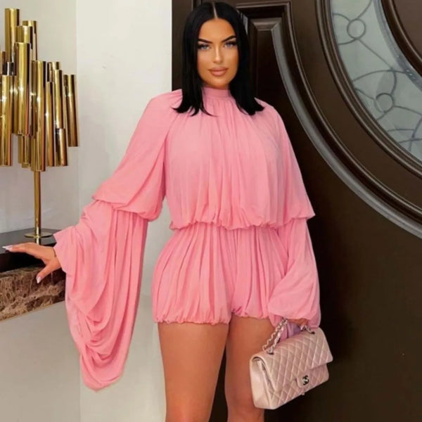 Trendy Draped Ruffled Two Piece Short Set