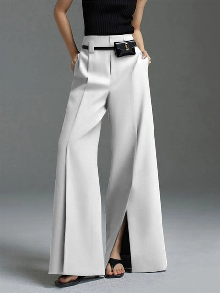 Trendy Slit Pleated Suit Pants