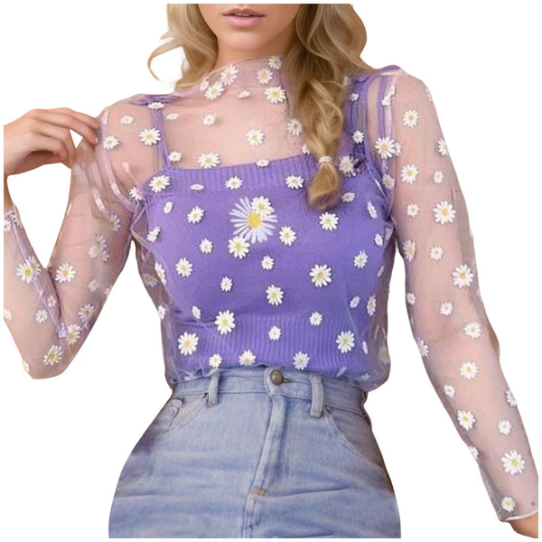 Trendy Sheer Mesh Spaghetti Strap Tank Top