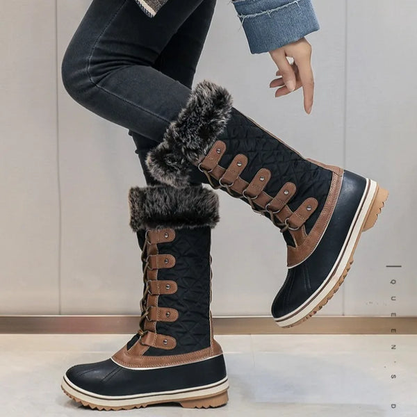 Trendy Leather Plush Snow Fur Boots