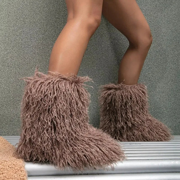 Trendy Teddy Bear Faux Wool Boots