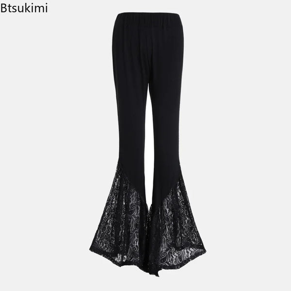 Trendy Black Lace Flare Long Pants - TrendsetterbyTracy Boutique