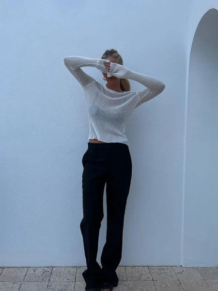 Trendy Long Sleeve Striped Mesh Shirt - TrendsetterbyTracy Boutique