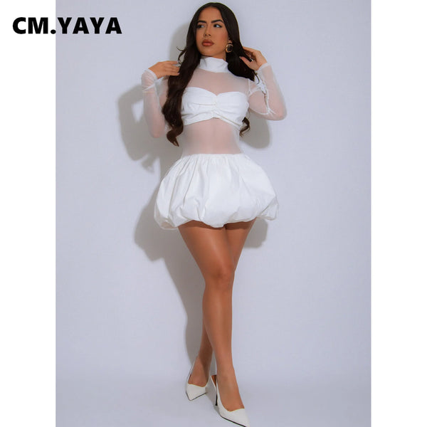 Trendy Patch Mesh Hollow Out Party Dress