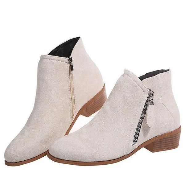 Trendy Ankle Low Heel Buckle Strap Boots