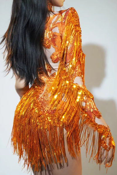 Trendy Rhinestone Fringe Party Dress