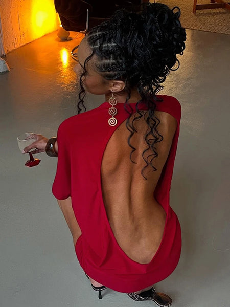 Trendy Backless Mini Party Dress