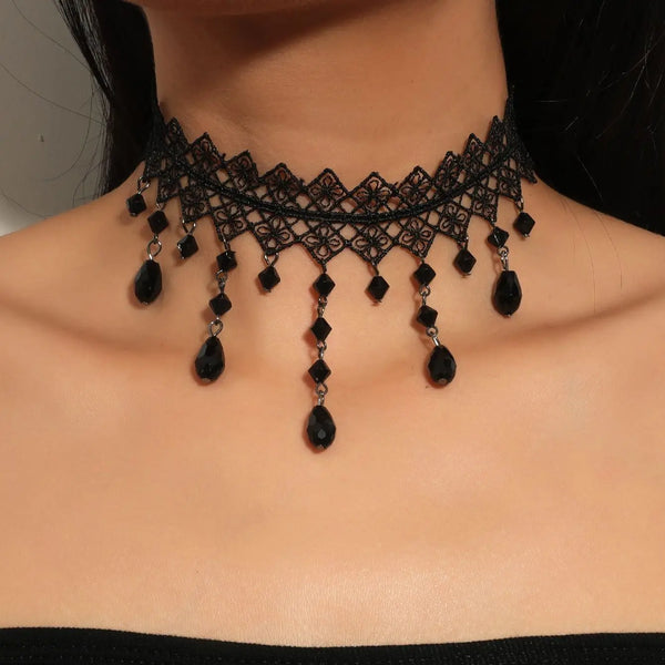 Trendy Lace Black Goddess Choker Necklace