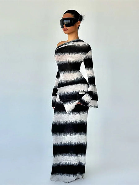 Trendy Striped Patchwork Maxi Dress