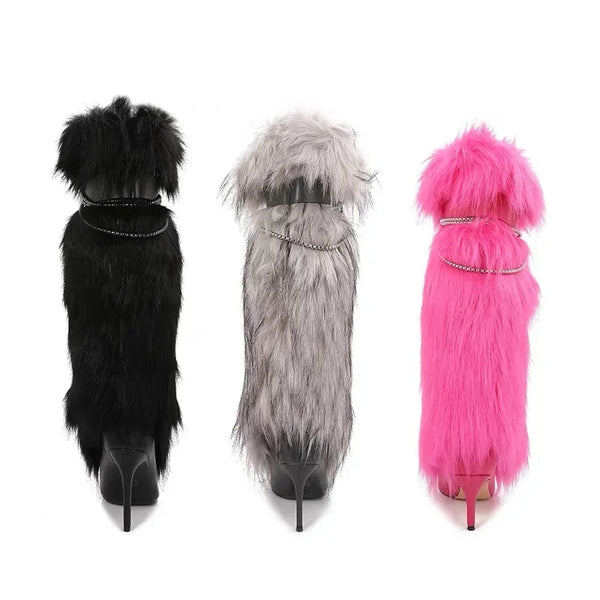 Trendy High Fur Knee Length Sleeve Boots - TrendsetterbyTracy Boutique