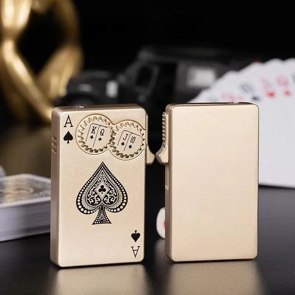Trendy Stoner Butane Windproof Metal Playing Cards Lighter