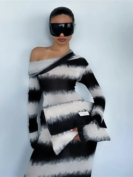 Trendy Striped Patchwork Maxi Dress