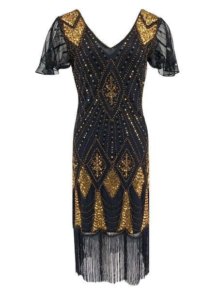 Trendy 1920s Fringed Butterfly Sleeve Party Dress Halloween Costume