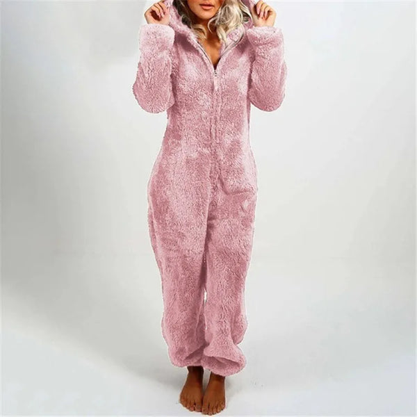 Trendy Plush Jumpsuit Hooded Pajamas