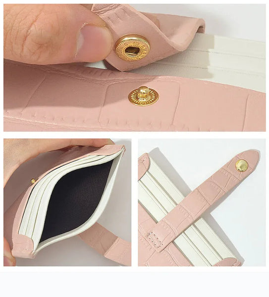 Trendy Small  Faux Leather  I.D. Card Holder