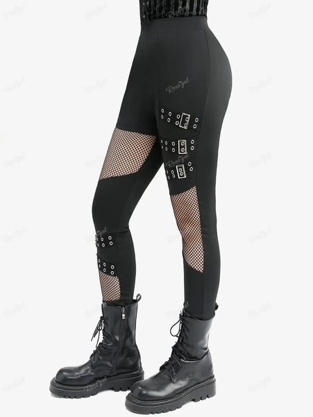 Trendy Gothic Mesh Black Fishnet Jeggings