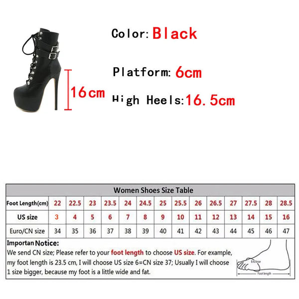 Trendy Platform Lace Up High Heel Boots