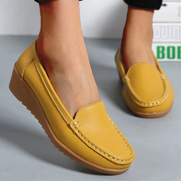 Trendy Leather Penny Loafers With Heel
