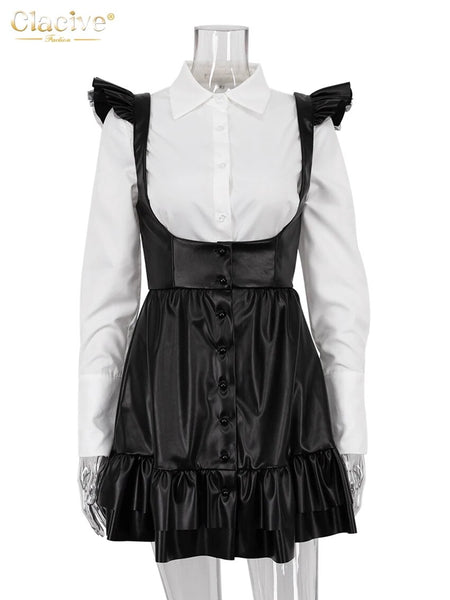 Trendy Fashion Leather High Waist Pleated Dress - TrendsetterbyTracy Boutique