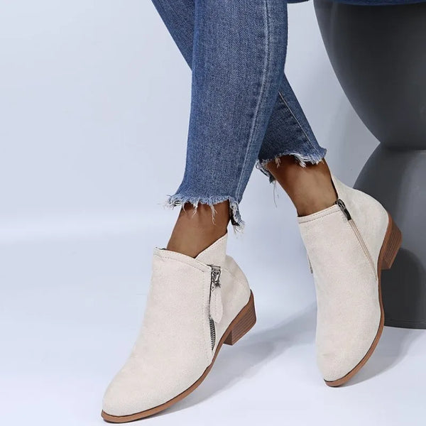 Trendy Ankle Low Heel Buckle Strap Boots