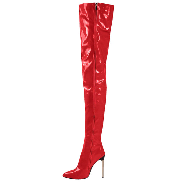 Trendy Patent Leather Over The Knee Boots
